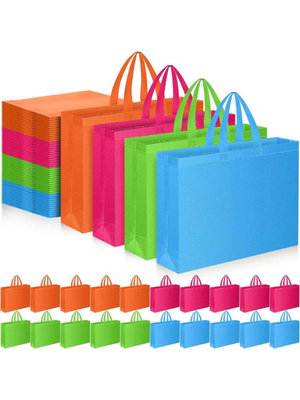 100 Pcs Reusable Halloween Tote Bags - Fall Grocery, Birthday & Wedding Bags